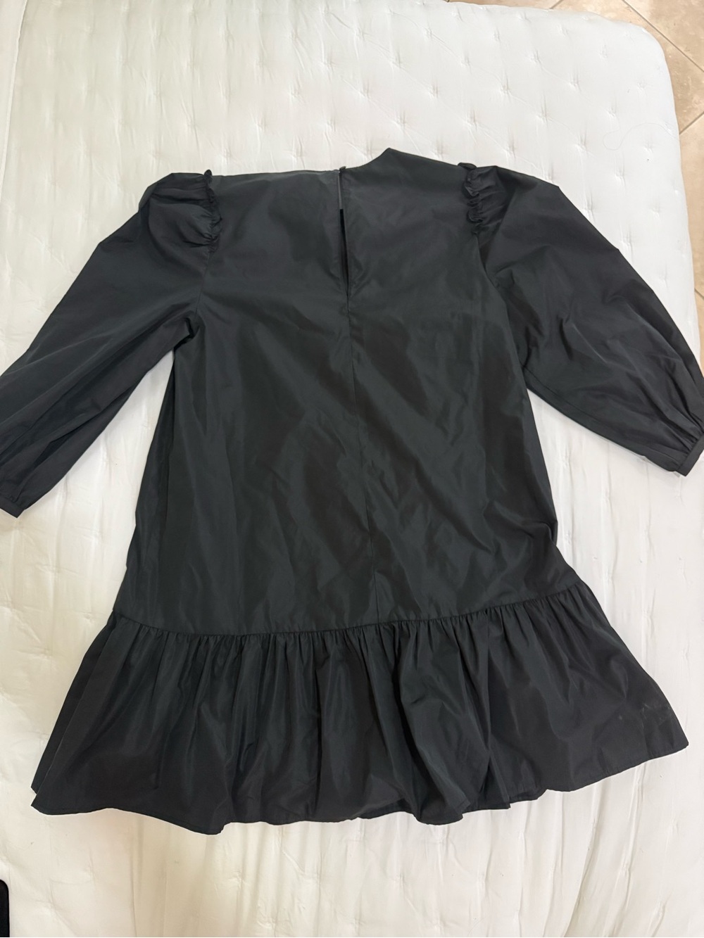 cinq a sept Black Puff-Sleeve Ruffle-Hem Mini Dress - Picture 3 of 5